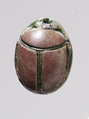 Scarab depicting a rearing ibex, Green glazed steatite